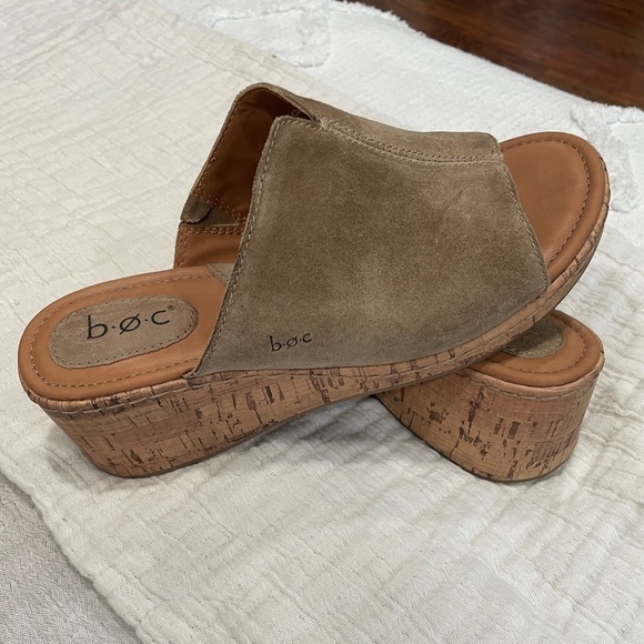 SUEDE Leather Wedge Slip on Sandal - Picture 1 of 3